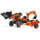 Traktor s pedalom Falk 2065N Kubota z rovokopačem spredaj in prikolico z rotacijskim bagrom