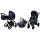 Babylux Largo Navy Blue Star | 3v1 Kombinirani Voziček kompleti | Otroški voziček + Carrycot + Avtosedežem