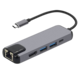FAST ASIA Adapter konvertor TIP-C na HDMI + 2xUSB 3.0 + TIP C + RJ45 sivi