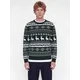 JACK & JONES Pulover JJXMAS SANTA temno zelena/off-bela