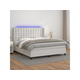 Den Box spring postelja z vzmetnico LED bela 180x200cm umetno usnje