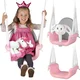 Ricokids 3-v-1 gugalnica z medvedkom, roza