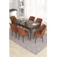 Hanah Home Set Trpezarijski sto i 6 stolica Eva, Braon