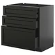METOD / KNIVSHULT Pod.elem.3front/2dnj/1srd/1vis.fiok, Crnosiva/Lerhyttan crno bajcovano, 80x60 cm