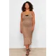 Trendyol Curve Mink V Neck Beach Dress