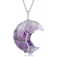 Generic Drevo življenja, ovita žica, ogrlica z obeskom v obliki polmeseca, ogrlica iz zdravilnega kristalnega kamna Reiki, naravni dragi kamni, kremenčev nakit, ženski, (21075434)