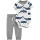 CARTERS Set 2dielny tepláky, body kr. rukáv Grey Whale chlapec 9m