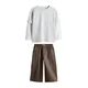 The Set Komplet rjava / svetlo siva / pegasto bela