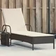 Vidaxl vidaXL Ležalnik s kolesi in blazino, črn, poli ratan