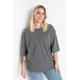 Trendyol Curve Anthracite Wide Fit Knitted T-Shirt with Embroidery