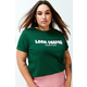 Trendyol Curve Dark Green Slogan Printed Boyfriend Knitted T-shirt