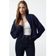 Trendyol Navy Blue Zipper Collar Pocket Detailed Regular/Normal Fit Crop/Short Jacket
