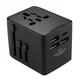 Potovalni adapter Techsuit HHT520 EU/UK/AUS/US, 3x USB + 1x USB-C - črn
