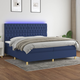 Vidaxl Box spring postelja z vzmetnico LED modra 200x200 cm blago