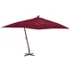 Konzolni vrtni suncobran s drvenim stupom 400 x 300 cm bordo