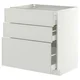 METOD / MAXIMERA Podni element s 3 fioke, bela/Aspudden svetlosiva, 80x60 cm