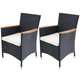 vidaXL Vrtni stol 2 kosa črne barve poli ratan 59x60x88 cm