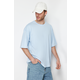 Trendyol Light Blue Oversize/Wide-Fit Basic 100% Cotton T-Shirt