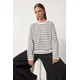 Happiness Istanbul Womens Ecru Black Striped Seasonal Knitwear Sweater