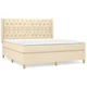 Vidaxl Box spring postelja z vzmetnico krem 160x200 cm blago