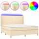 vidaXL vidaXL Box spring postelja z vzmetnico LED krem 180x200 cm blago, (20902015)