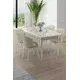 HANAH HOME Rasklopivi trpezarijski sto i stolice (5 delova) Asfel White Marble Cream