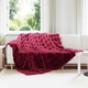 vidaXL Dežnik iz umetnega zajčjega krzna Bordeaux rdeča 220 x 240 cm