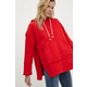 Dukserica Answear Lab za žene, boja: crvena, s kapuljačom, bez uzorka