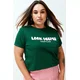Trendyol Curve Dark Green Slogan Printed Boyfriend Knitted T-shirt