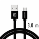 SWISSTEN kabel USB/microUSB, platneni, 3m, crni