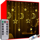 Božićna svjetla svjetlosna zavjesa 138 LED topla bijela 8 funkcija USB zvijezda i mjesec