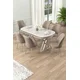 Hanah Home Set Trpezarijski sto i 6 stolica Lai, Bež-beli