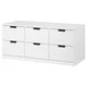 NORDLI Komoda sa 6 fioka, bela, 120x54 cm