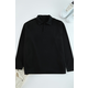Trendyol Black Oversize Polo Neck Plain Knitted Polo Neck T-shirt