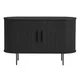 Črna komoda v hrastovem dekorju z drsnimi vrati 120x76x45 cm Nola – Unique Furniture