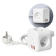Kockasti produžni kabl sa prekidačem LINEA 3x230V + 4xUSB A/C, beo