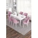 Hanah Home Set Trpezarijski sto i 6 stolica Eva, Roze-beli