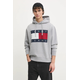Pulover Tommy Jeans moški, siva barva, s kapuco, DM0DM21174