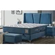 Casa Padrino luxury double bed blue/white/silver 180 x 200 cm - Solid wood bed with headboard and mattress - Bedroom furniture - Hotel furniture - Luxury furniture - Luxury interior