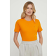 Pamučna majica Tommy Hilfiger za žene, boja: narančasta