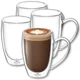 shumee Wilmax dvostenski termo kozarci z ročajem | komplet 4 kosov | 300 ml | kozarci za kavo | komplet kozarcev za latte macchiato | kozarci za kapučino | kozarci za čaj | kozarci