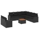 10-dijelni set vrtnih sofa s jastucima crni od poliratana