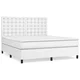 Vidaxl Box spring postelja z vzmetnico bel 160x200 cm umetno usnje