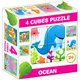 Mešani puzzle s kockami, 4 kosi - Morske živali