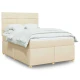 vidaXL Box spring postelja z vzmetnico krem 160x200 cm blago