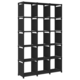 vidaXL Regal s 15 kockastimi policami črn 103x30x175,5 cm blago