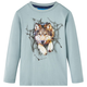 vidaXL Otroška majica z dolgimi rokavi potisk volka svetlo modra 92
