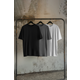 Trendyol Black-Anthracite-Ecru Oversize 3-Pack Basic 100% Cotton T-Shirt