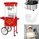 Royal Catering Profesionalni, zmogljiv mobilni aparat za pripravo popkorna na vozičku, 230 V, 1,5 kW, rdeč