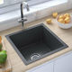 Ručno rađeni kuhinjski sudoper s cjedilom crni nehrđajući čelik